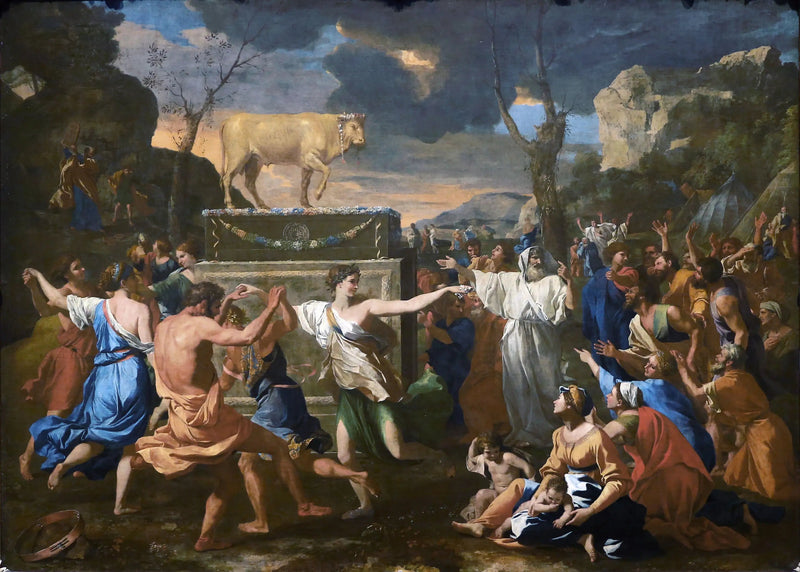 Tilbedelse af det gyldne kalv - Nicolas Poussin