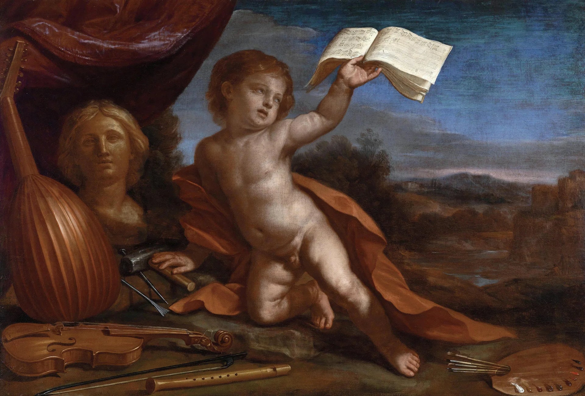 L'amour vertueux - Guercino image 1 copie de tableau peinte à la main