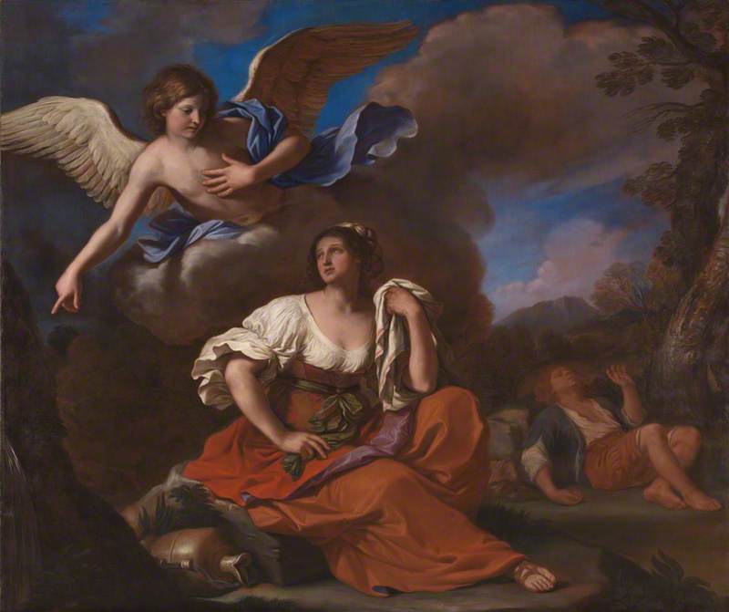Englen dukker op i Agar og Ismael - Guercino