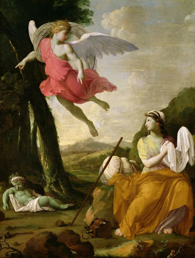 Herrens Engel optræder i ørkenen ved Agar - Eustache Le Sueur