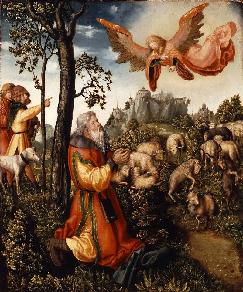 Jomfruens Bebudelse til Joachim - Lucas Cranach den Ældre