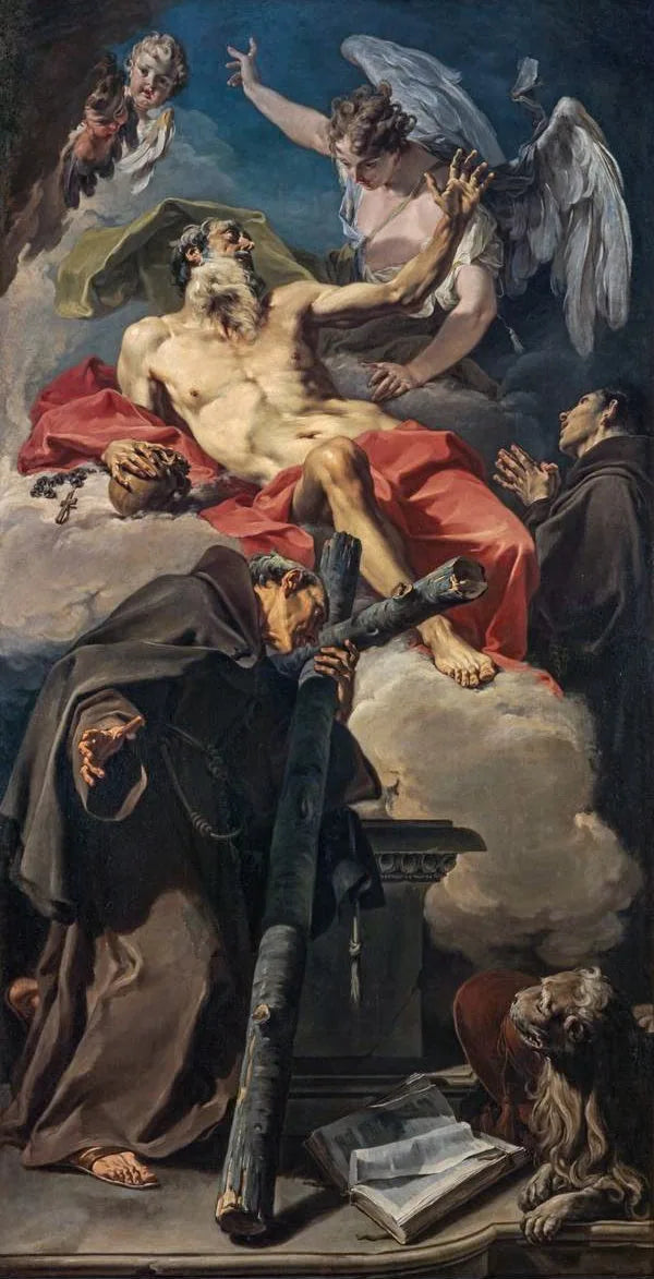 Apoteosen af Sankt Jeronimus med Sankt Peter af Alcántara og en uidentificeret franciskaner - Giovanni Battista Pittoni