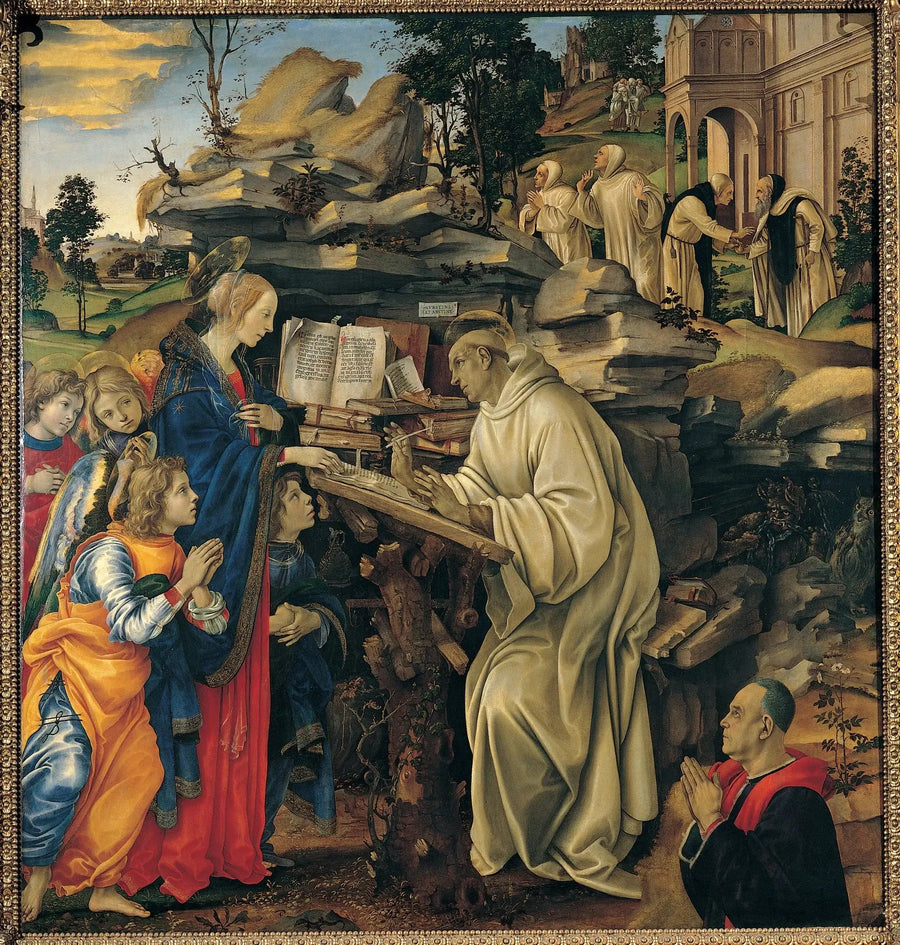 Jomfru Marias åbenbaring for Sankt Bernard - Filippino Lippi