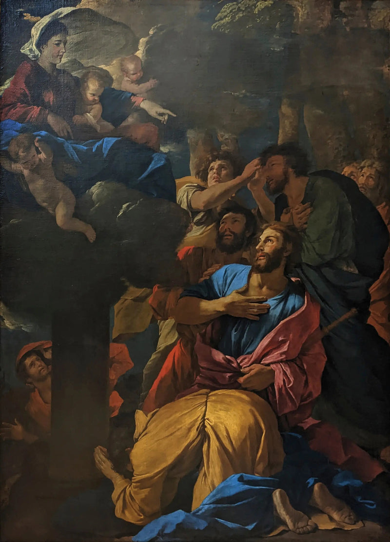 Jomfru Marias åbenbaring ved Sankt Jakob den Ældre - Nicolas Poussin