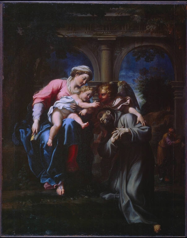 Jomfru Marias og Jesusbarnets fremkomst hos Sankt Frans - Annibale Carracci