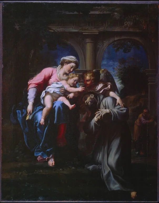 L'apparition de la Vierge et de l'Enfant Jésus à saint François - Annibale Carracci image 1 copie de tableau peinte à la main