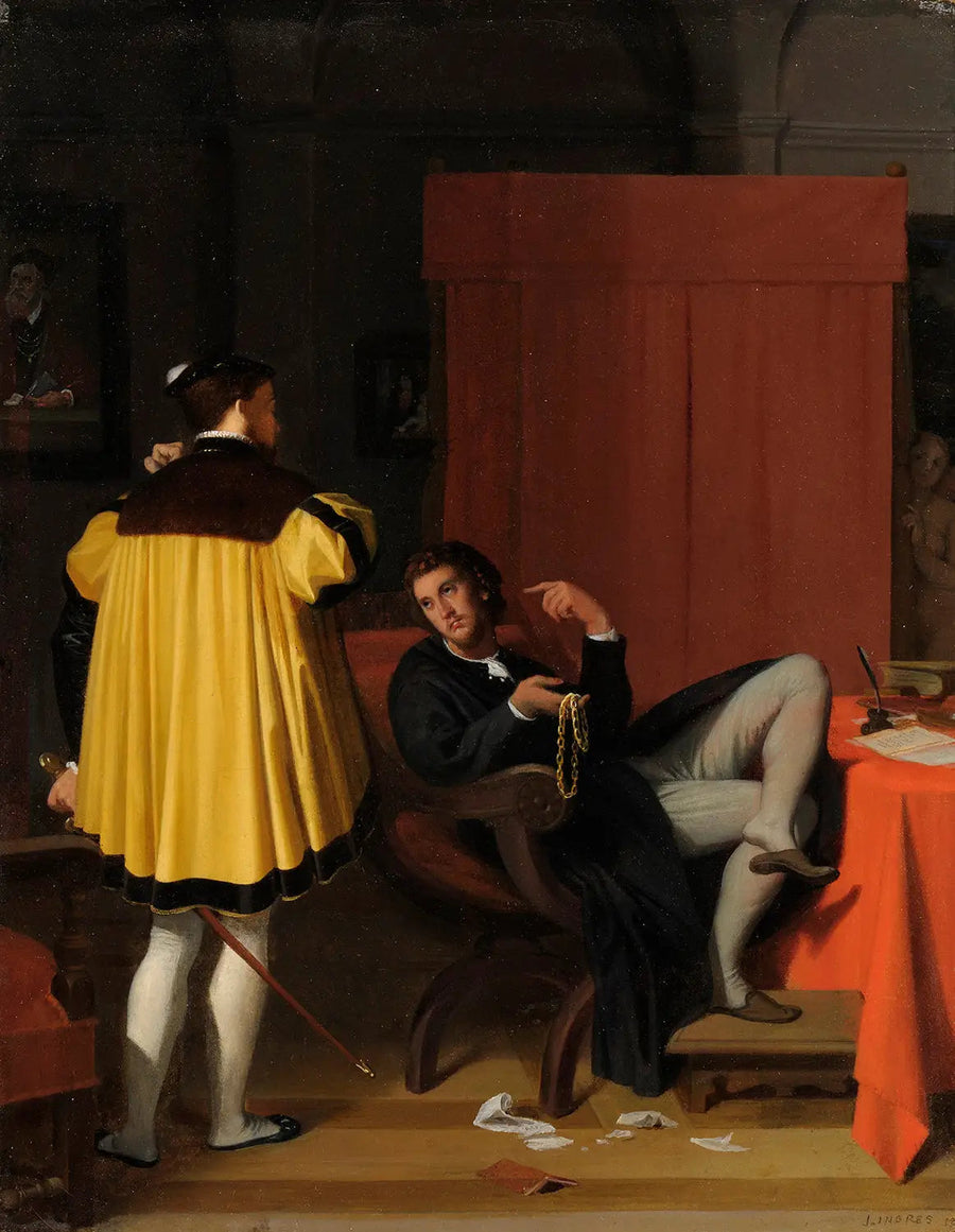 L'Arétin og sendebudet fra Charles Quint - Jean-Auguste-Dominique Ingres
