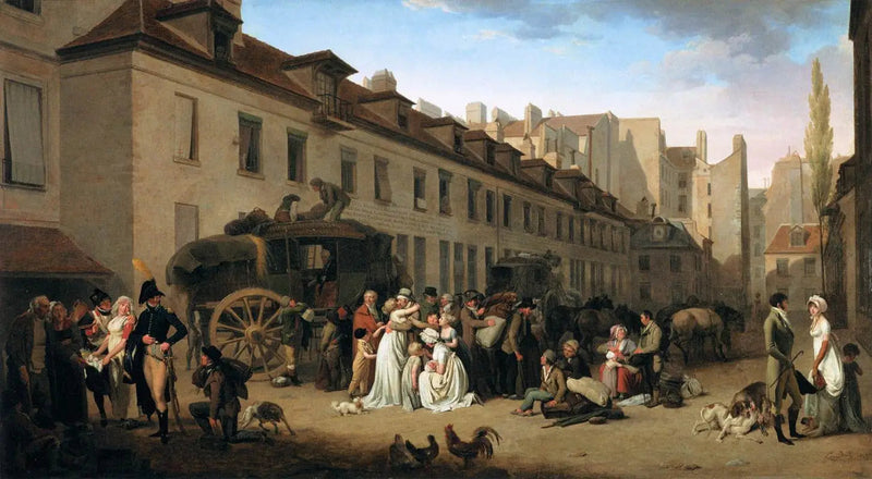 Ankomsten af en diligens i Messageries' gård - Louis-Léopold Boilly