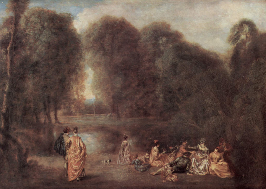 Samlingen i en park - Antoine Watteau
