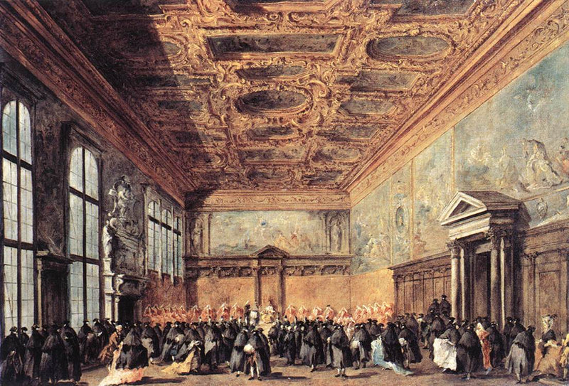 Publikum tildelt af dogen af Venedig i Kollegietsalen i det Ducale palads - Francesco Guardi