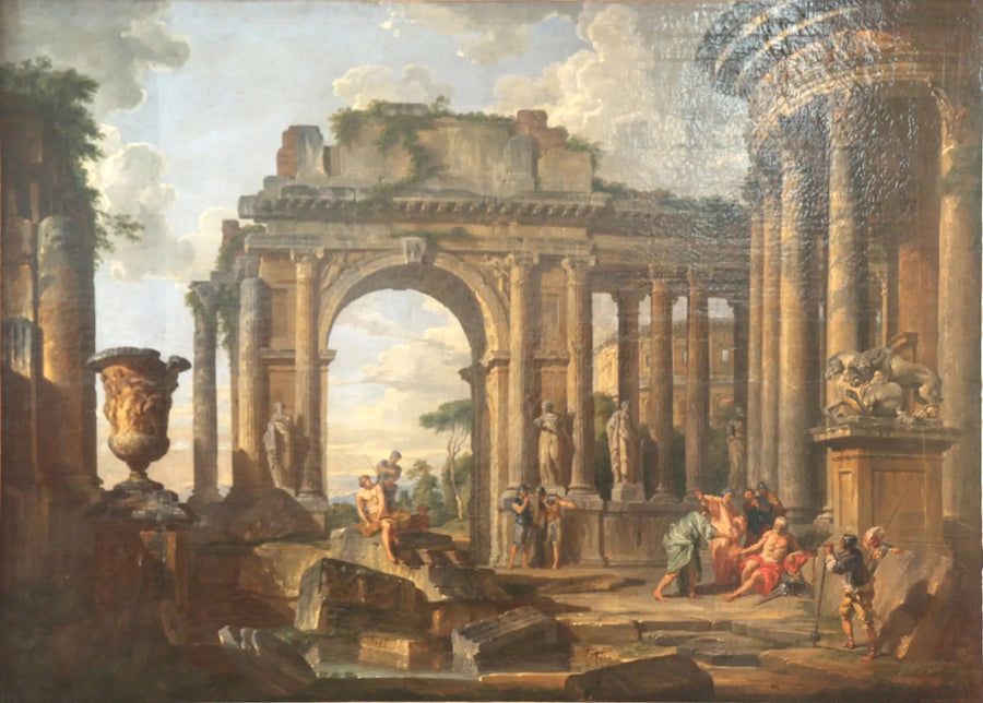 Bøn til Bélisaire i ruiner - Giovanni Paolo Panini