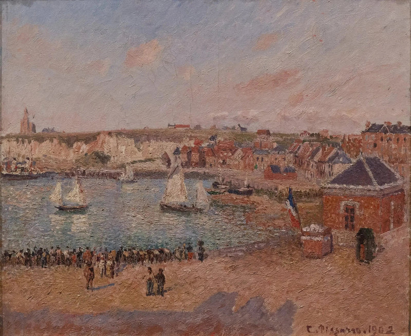 Forhaven i Dieppe, eftermiddag, sol - Camille Pissarro
