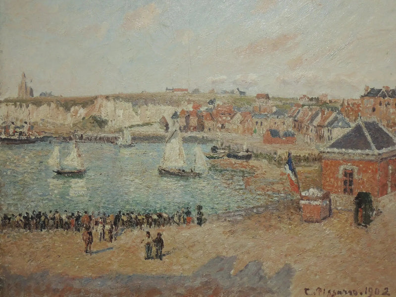 Forhaven i Dieppe, eftermiddag, sol - Camille Pissarro