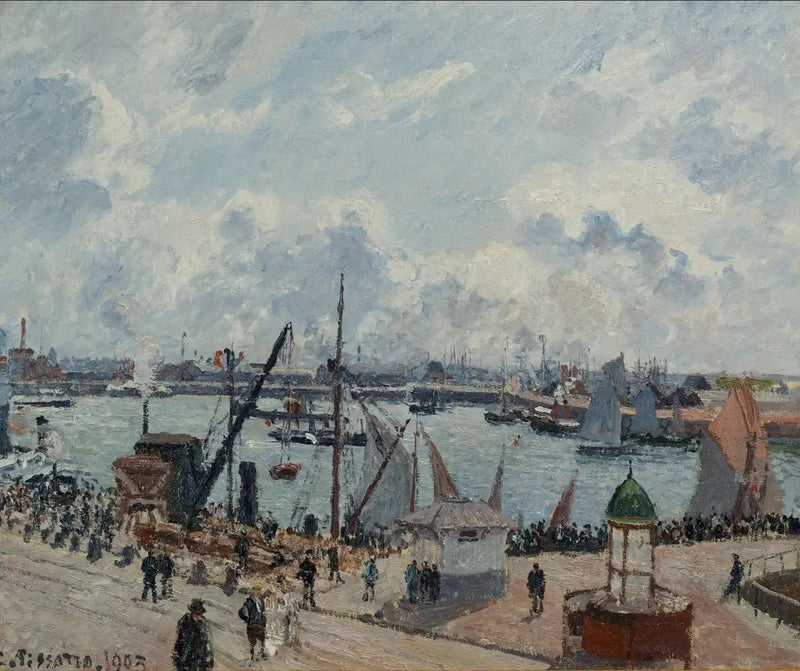 Havrets forhaven. Morgen. Sol. Stigende tidevand - Camille Pissarro