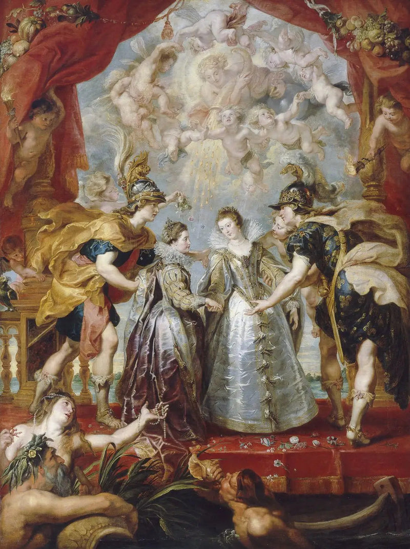 Udvekslingen af de to prinsesser ved Andaye-floden, den 9. november 1615 - Peter Paul Rubens