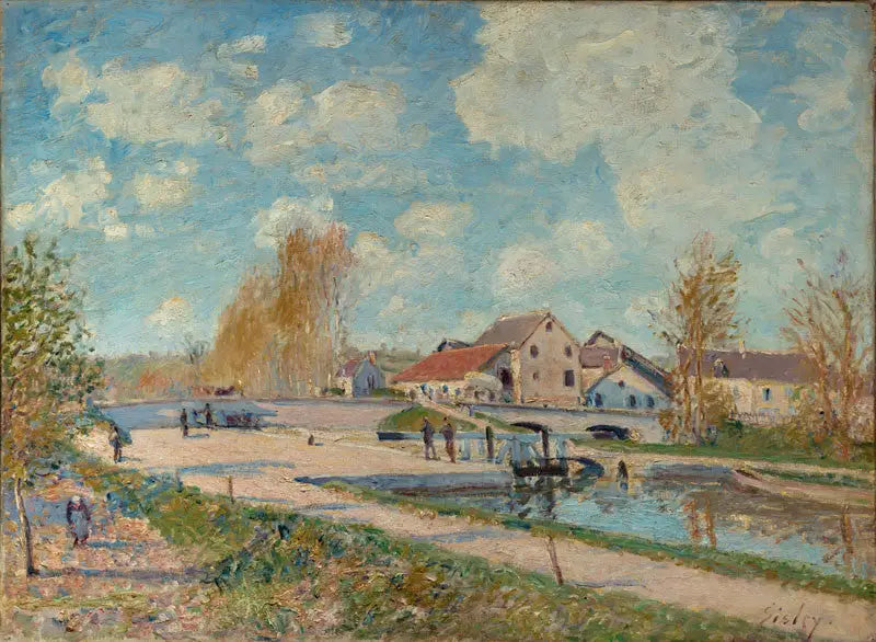 Slusen i Bourgogne ved Moret, Forår - Alfred Sisley