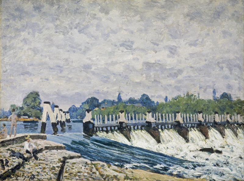 Molesey-slusen nær Hampton Court, morgenens effekt - Alfred Sisley