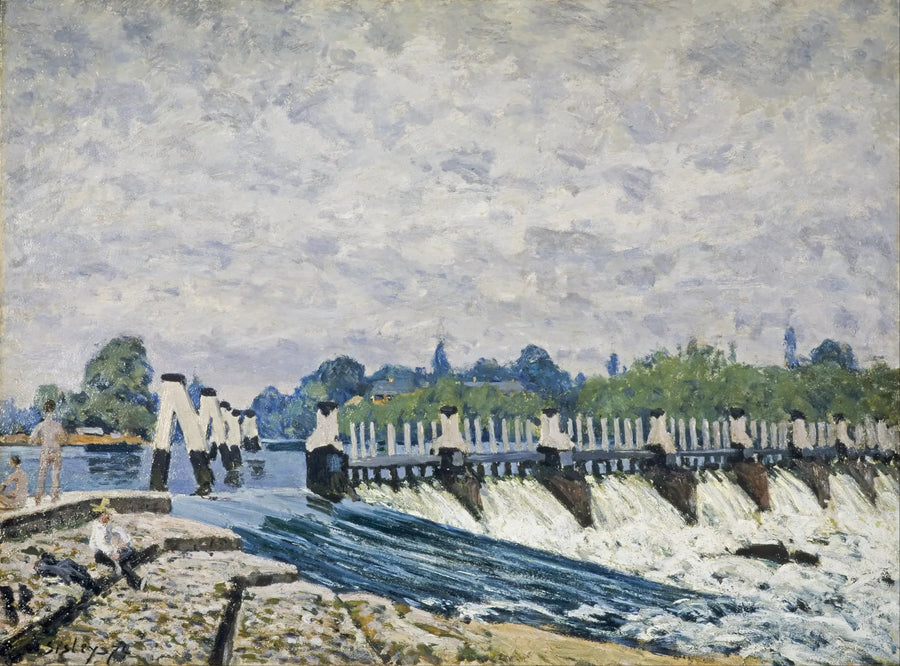 Molesey-slusen nær Hampton Court, morgenens effekt - Alfred Sisley