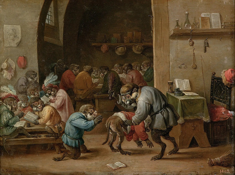 abebjørnenes skole - David Teniers den Yngre