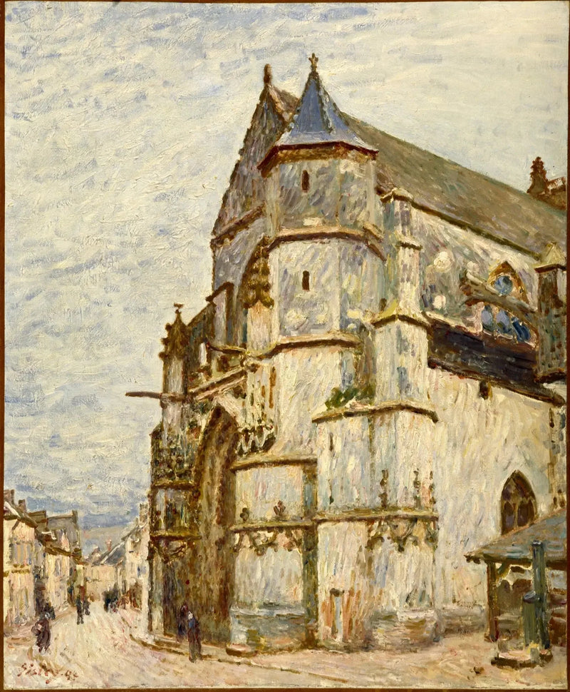 Moret Kirke efter regnen - Alfred Sisley
