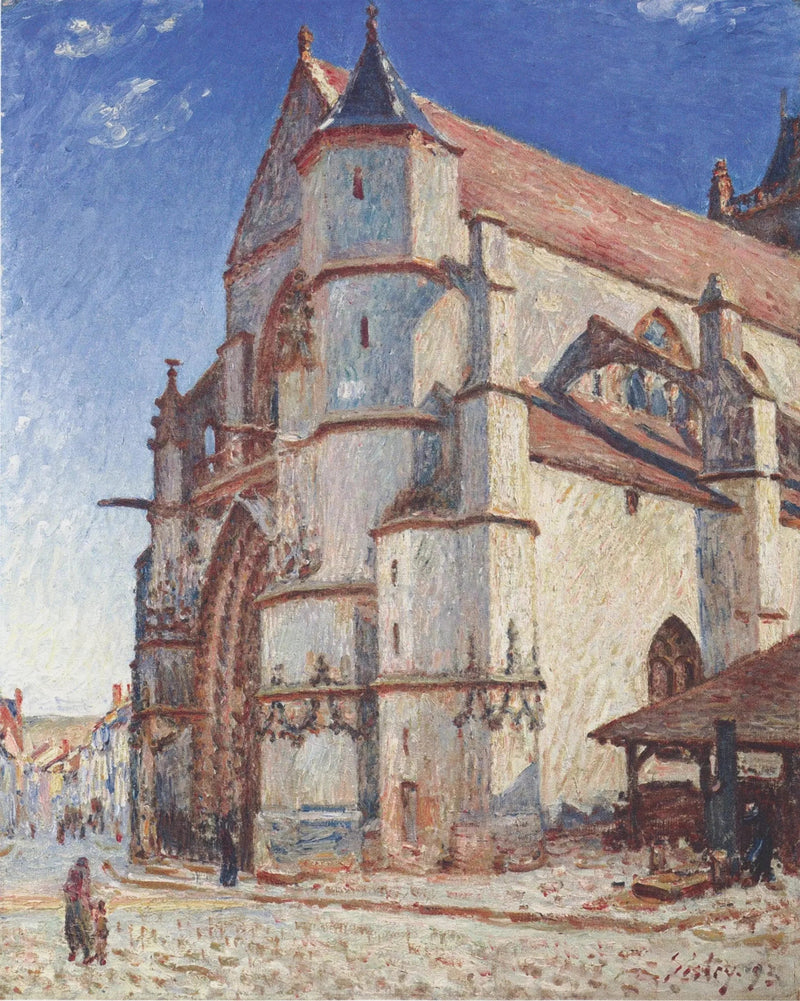 Morgenens sollys over Moret Kirke - Alfred Sisley