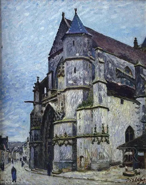 Moret Kirke om vinteren - Alfred Sisley