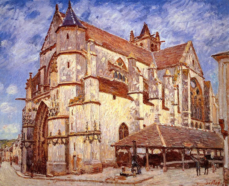 Moret Kirke om aftenen - Alfred Sisley