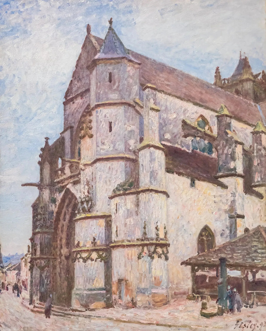 Moret Kirke, regnvejr om morgenen - Alfred Sisley