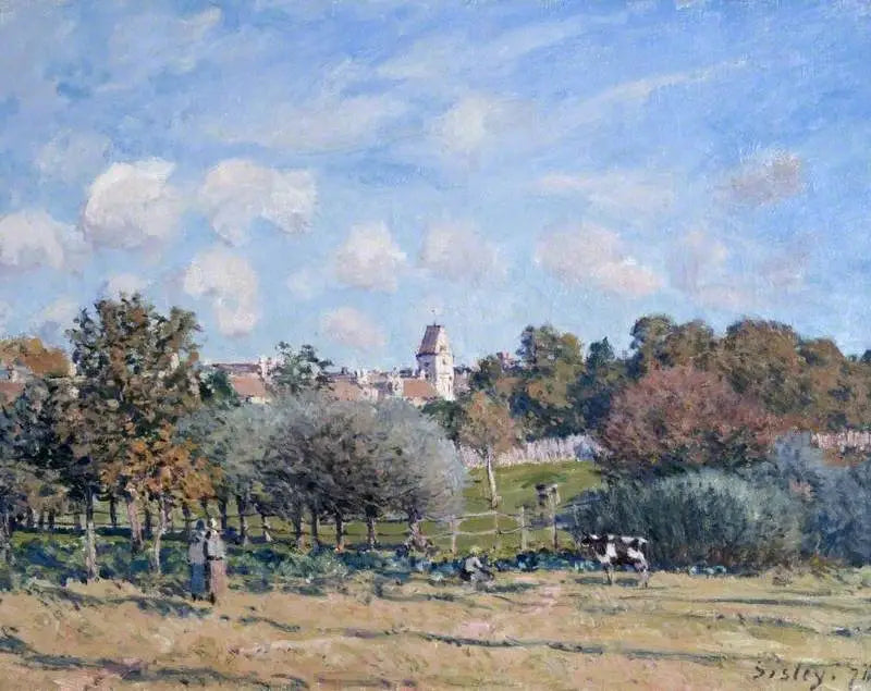 Kirken i Noisy-le-Roi, efterårseffekt - Alfred Sisley