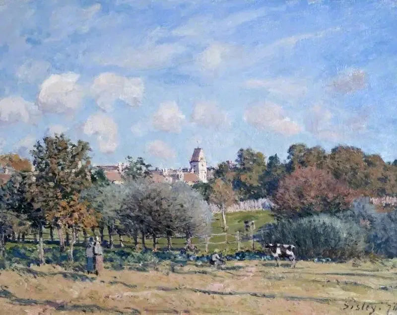 Kirken i Noisy-le-Roi, efterårseffekt - Alfred Sisley