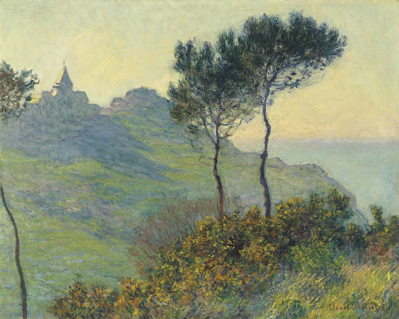 Varengeville Kirke, solnedgang - Claude Monet