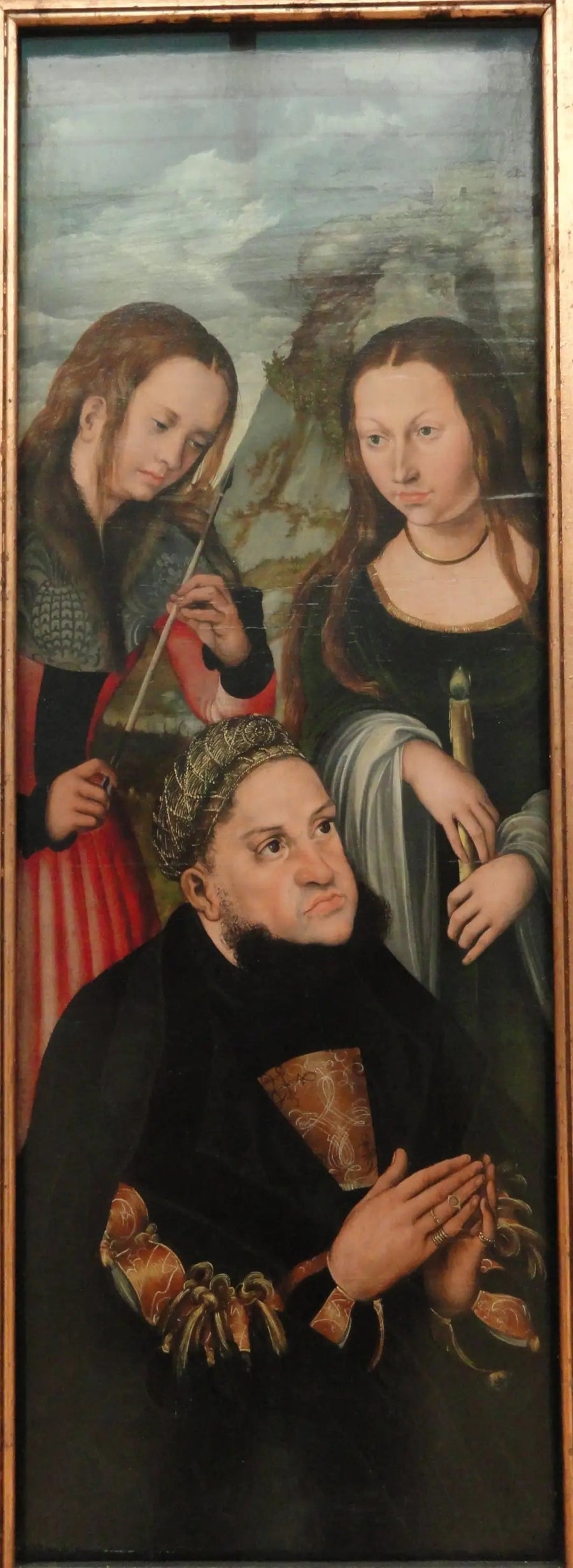 Frédéric den Vises vælger fra Sachsen (1463-1525) med de hellige Ursula (til venstre) og Genevieve (til højre) - Lucas Cranach den Ældre