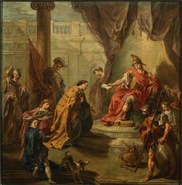 L'empereur Flavius Honorius élit Constance III fils co-gouverneur - Giovanni Battista Pittoni image 1 copie peinte à la main à l’huile