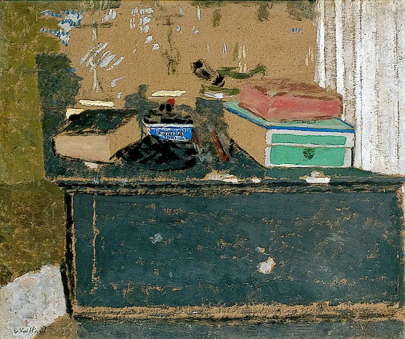 Den blå blækspand på pejsen - Édouard Vuillard