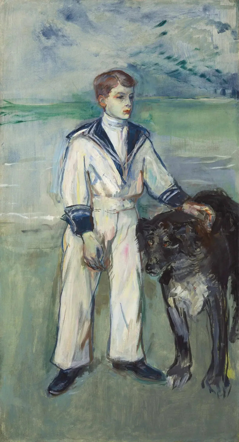 Barnet med hunden, søn af fru Marthe og hunden Pamela, Taussat - Henri de Toulouse-Lautrec