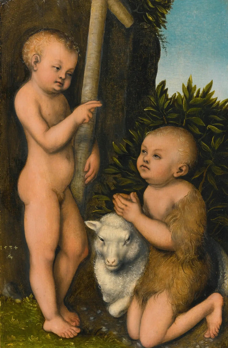 Det elskede Jesusbarnet tilbedt af den hellige Johannes Døberen - Lucas Cranach den Ældre