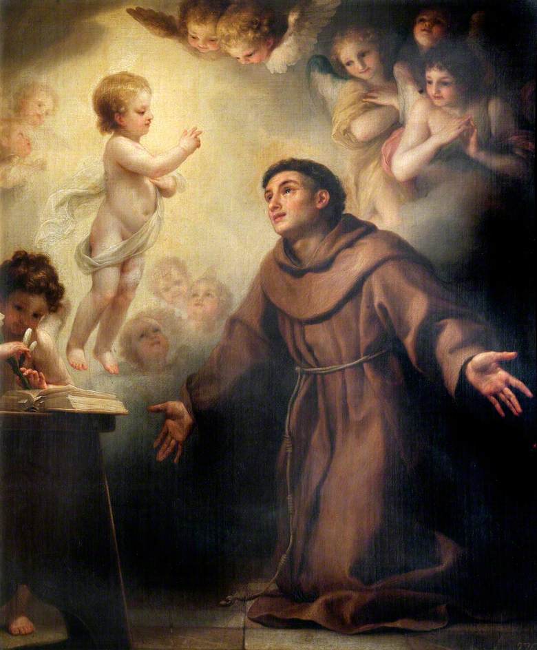 Jesusbarnet, der viser sig for Sankt Antonius af Padua - Anton Raphael Mengs