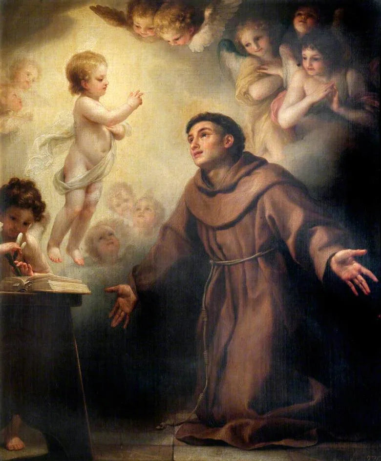 Jesusbarnet, der viser sig for Sankt Antonius af Padua - Anton Raphael Mengs