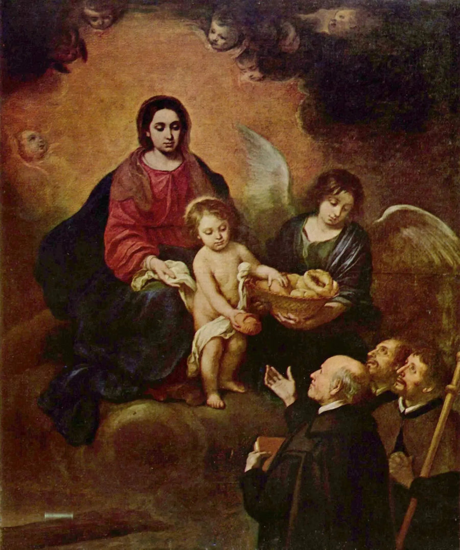Jesusbarnet deler brød ud til pilgrimme - Bartolomé Esteban Murillo
