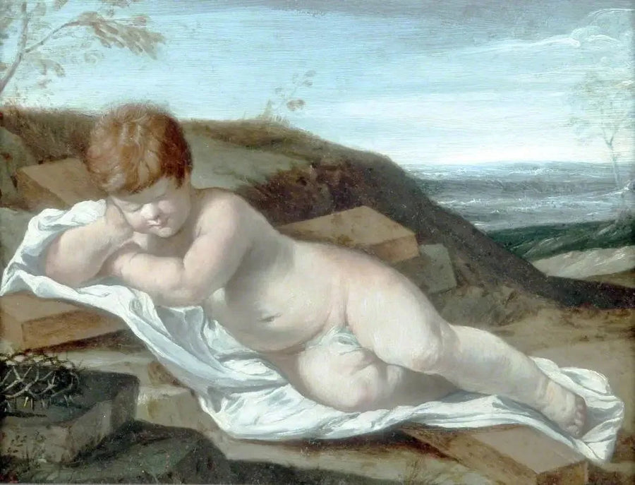 Den sovende Jesusbarn på korset - Guido Reni