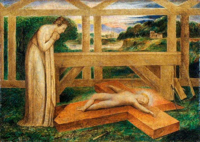 Den sovende Jesusbarn på korset (Notre-Dame, der tilber den sovende Jesusbarn på korset) - William Blake