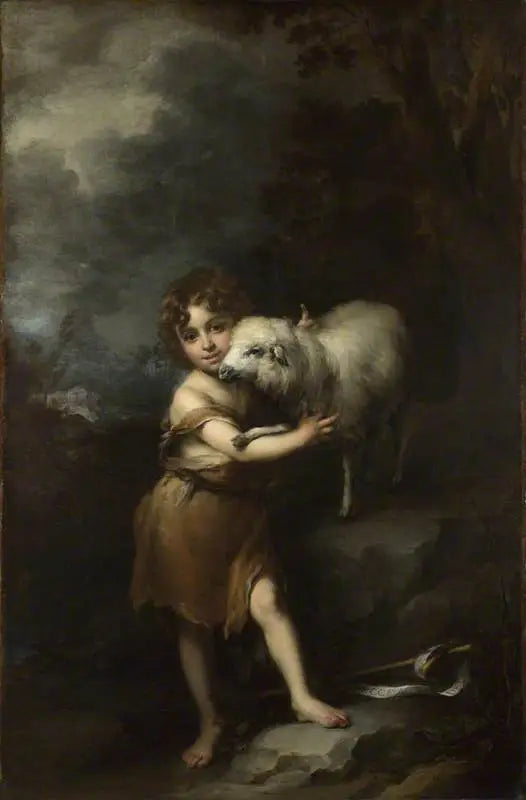 Den Hellige Johannesbarn med Lammet - Bartolomé Esteban Murillo
