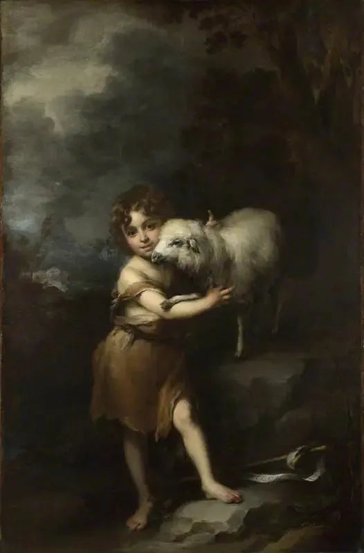 Den Hellige Johannesbarn med Lammet - Bartolomé Esteban Murillo