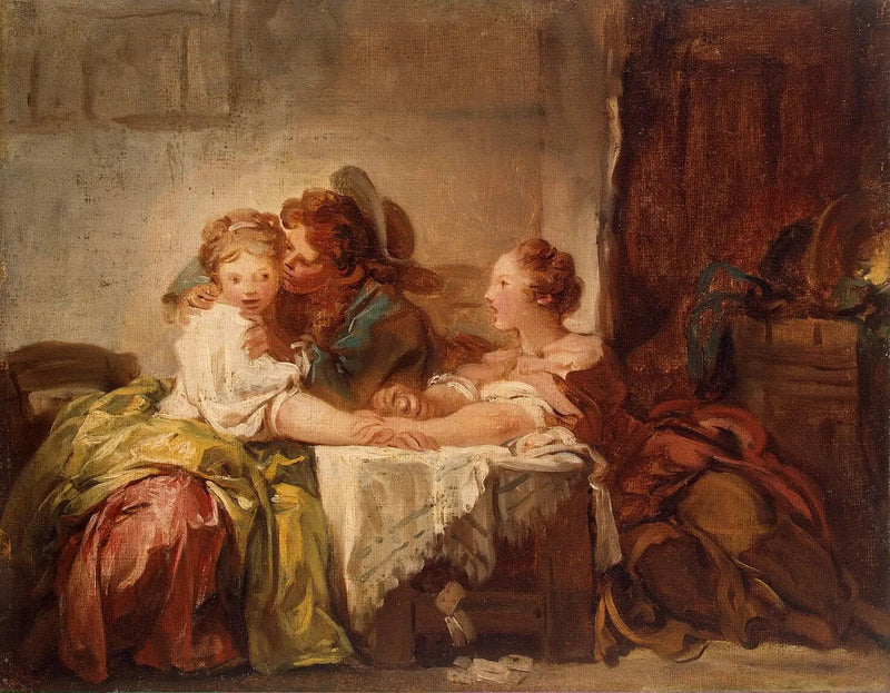 Det tabte spil eller det vindende kys - Jean-Honoré Fragonard