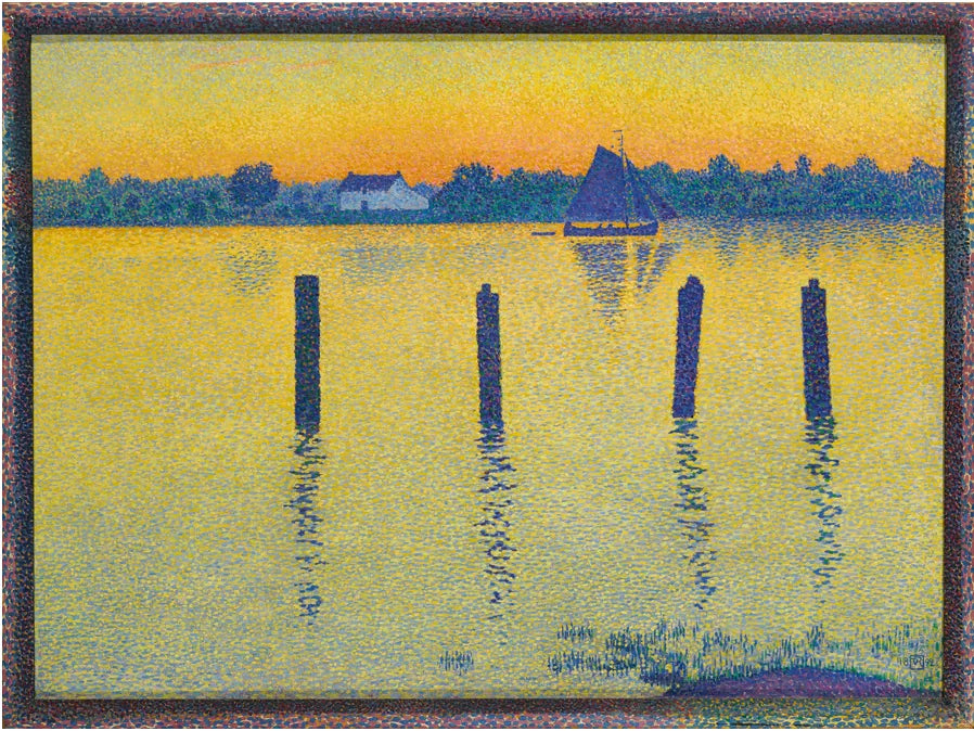 Skovdæmningen opstrøms Antwerpen, aften - Théo van Rysselberghe