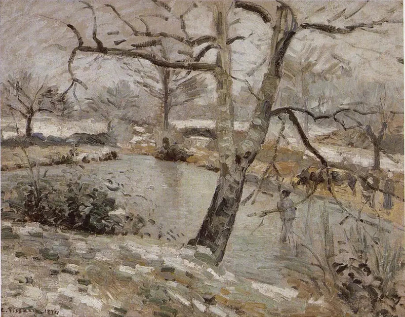 Montfoucault-søen, vintereffekt - Camille Pissarro