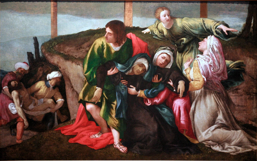 Jomfruens besvimelse under transporten af Kristus - Lorenzo Lotto