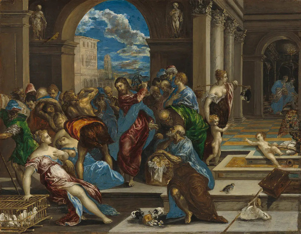 L'Expulsion des marchands du temple - El Greco image 1 copie peinte à la main à l’huile