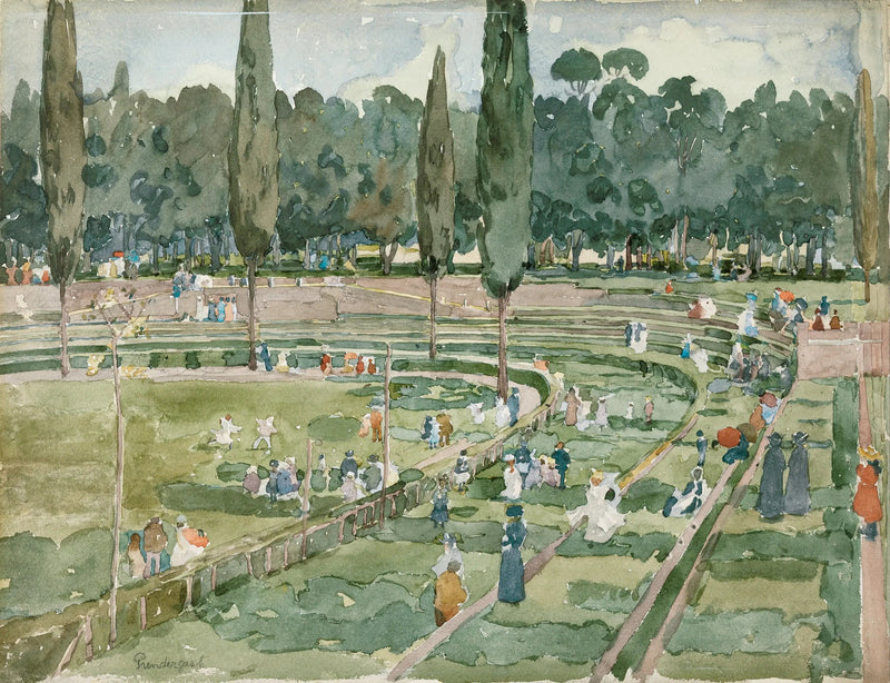 Hippodromen (Piazza Siena, Borghèse Haver, Rom) - Maurice Prendergast