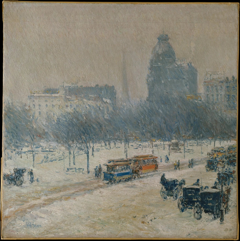 Vinter i Union Square - Childe Hassam
